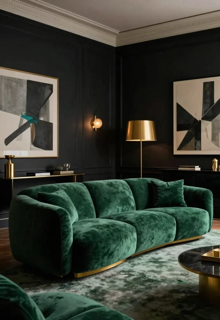 18 Mario Bellini Sofa Living Room Ideas: Iconic Statement Style - 14. Sophisticated Dark Tones 1