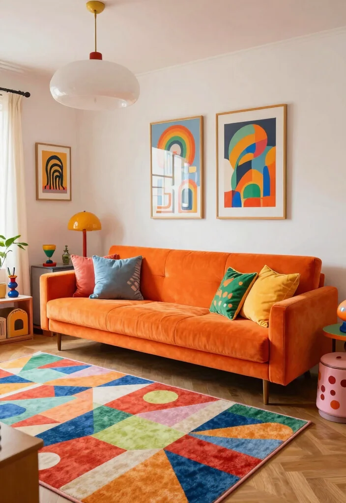 18 Mario Bellini Sofa Living Room Ideas: Iconic Statement Style - 17. Playful Retro 1