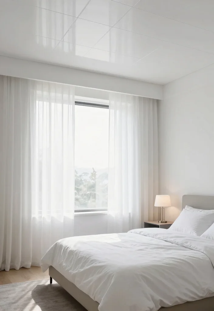 18 PVC Ceiling Design Bedroom Ideas for Modern Affordable Style - 1. Glossy White PVC Panels for a Sleek Look 1