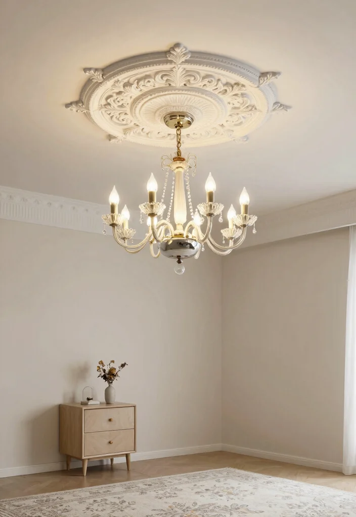 18 PVC Ceiling Design Bedroom Ideas for Modern Affordable Style - 4. Vintage-Inspired PVC Ceiling Medallions 1