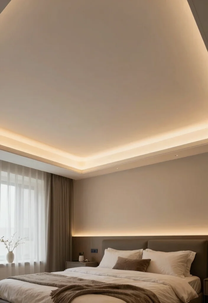 18 PVC Ceiling Design Bedroom Ideas for Modern Affordable Style - 9. LED Backlit PVC Ceilings for a Modern Touch 1