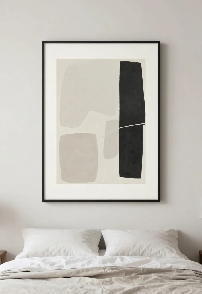18 Small Bedroom Ideas for Men: Minimalist, Clean, and Modern - 4. Minimalist Artwork 1