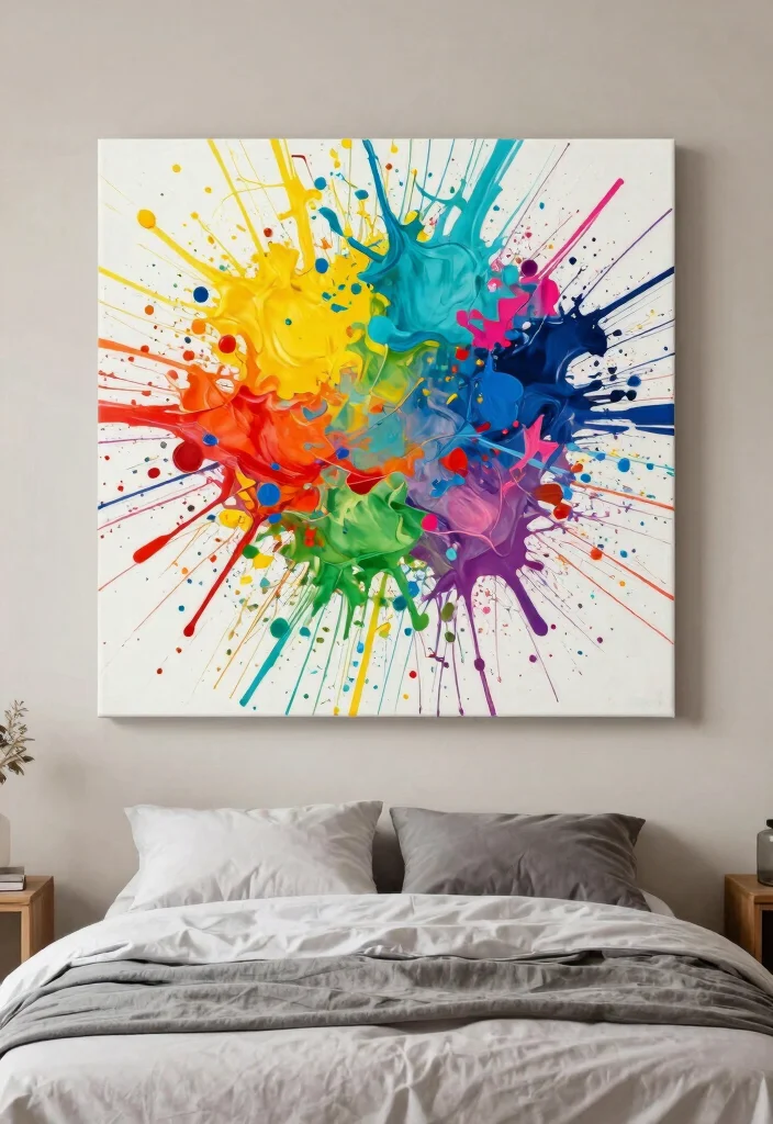 18 Trippy Wall Paintings Bedroom Ideas for Bold Artistic Vibes - 10. Color Splash Techniques 1