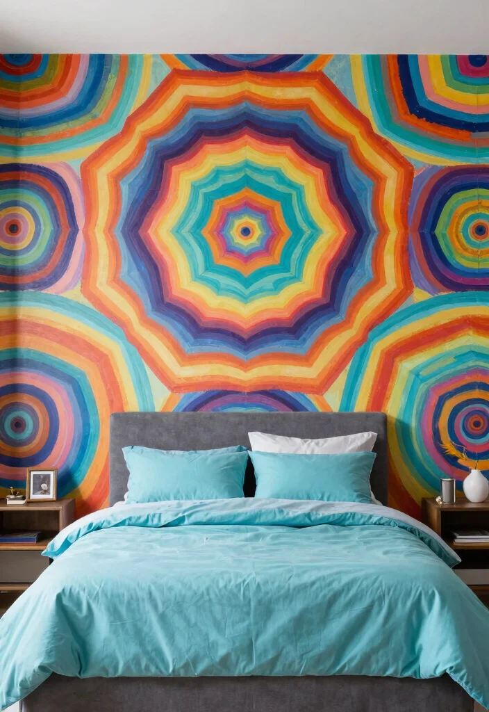 18 Trippy Wall Paintings Bedroom Ideas for Bold Artistic Vibes - 11. Kaleidoscope Patterns 1