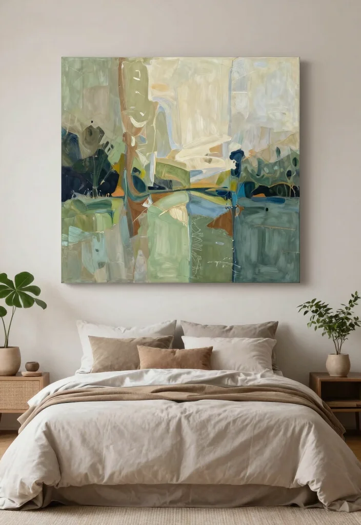 18 Trippy Wall Paintings Bedroom Ideas for Bold Artistic Vibes - 12. Nature-Inspired Abstracts 1