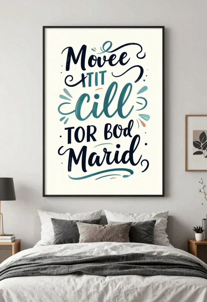 18 Trippy Wall Paintings Bedroom Ideas for Bold Artistic Vibes - 13. Artistic Typography 1