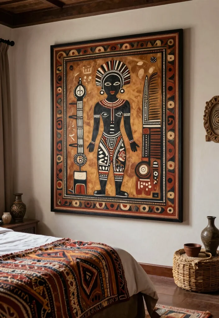 18 Trippy Wall Paintings Bedroom Ideas for Bold Artistic Vibes - 14. Cultural Inspirations 1