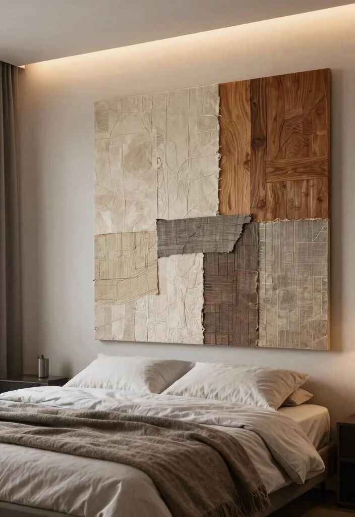 18 Trippy Wall Paintings Bedroom Ideas for Bold Artistic Vibes - 15. Textured Wall Art 1