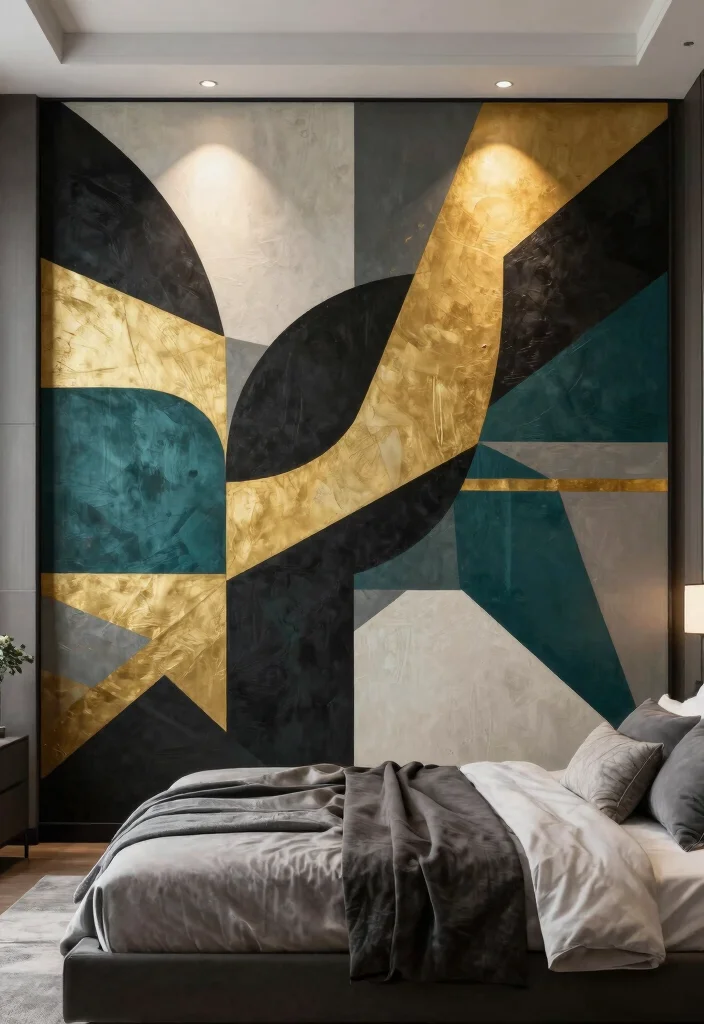 18 Trippy Wall Paintings Bedroom Ideas for Bold Artistic Vibes - 3. Abstract Geometric Designs 1