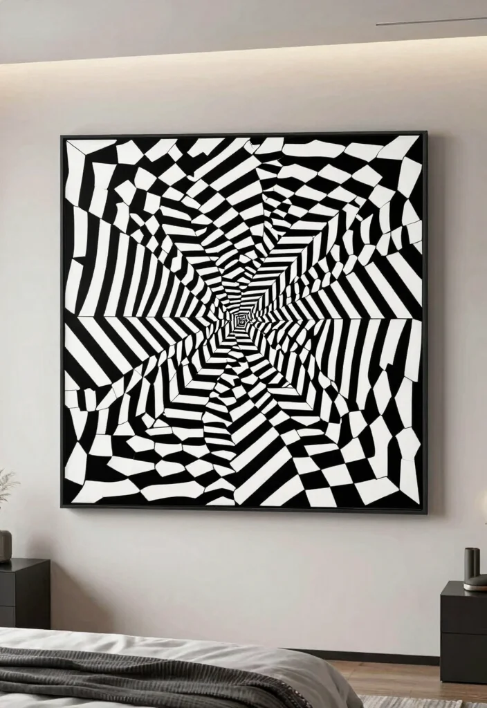 18 Trippy Wall Paintings Bedroom Ideas for Bold Artistic Vibes - 6. Mind-Bending Optical Illusions 1