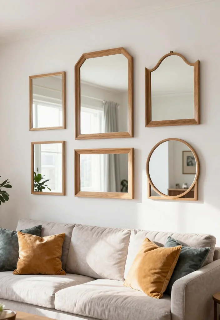 18 Wall Ideas for Living Room That Transform the Space - 14. Decorative Mirrors 1