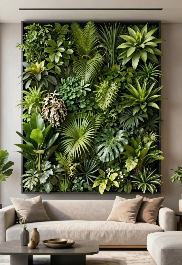 18 Wall Ideas for Living Room That Transform the Space - 17. Vertical Garden Panels 1