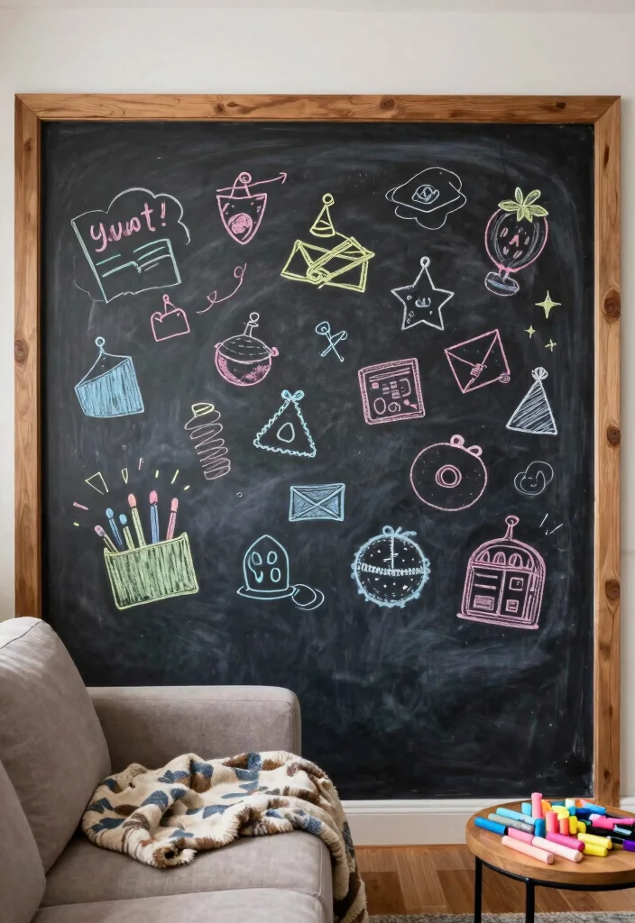 18 Wall Ideas for Living Room That Transform the Space - 8. Chalkboard Paint Feature Wall 1