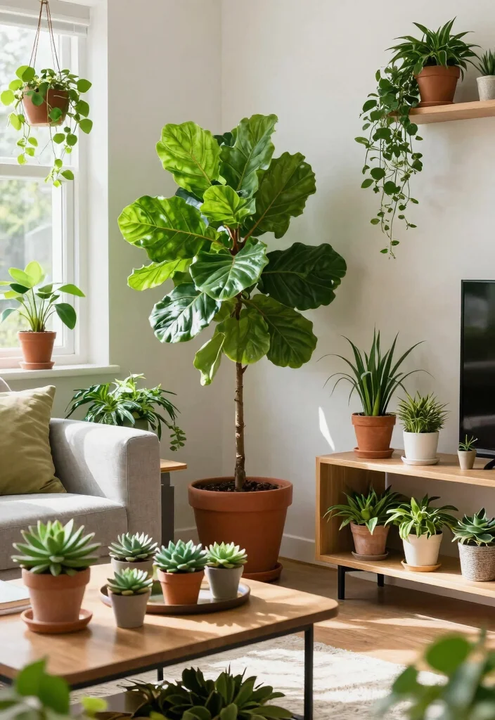 19 Decor Living Room Ideas: Easy Ways to Refresh Your Space - 13. Freshen Up with Greenery 1