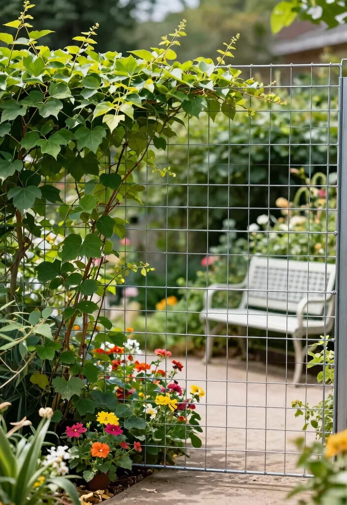 12 Cheapest Fence Ideas That Actually Look Good From the Street - 3. Wire Fencing with Climbing Plants 1