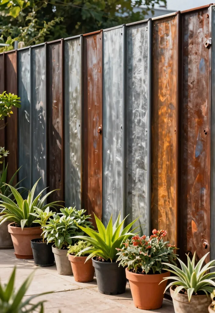 12 Cheapest Fence Ideas That Actually Look Good From the Street - 8. Recycled Metal Fencing 1