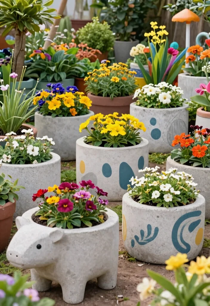 12 Concrete Planter Boxes That Don't Crack in Winter Freeze - 10. Unique Shaped Concrete Planters 1