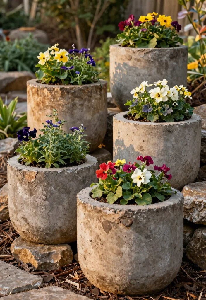 12 Concrete Planter Boxes That Don't Crack in Winter Freeze - 2. Rustic Textured Concrete Planters 1