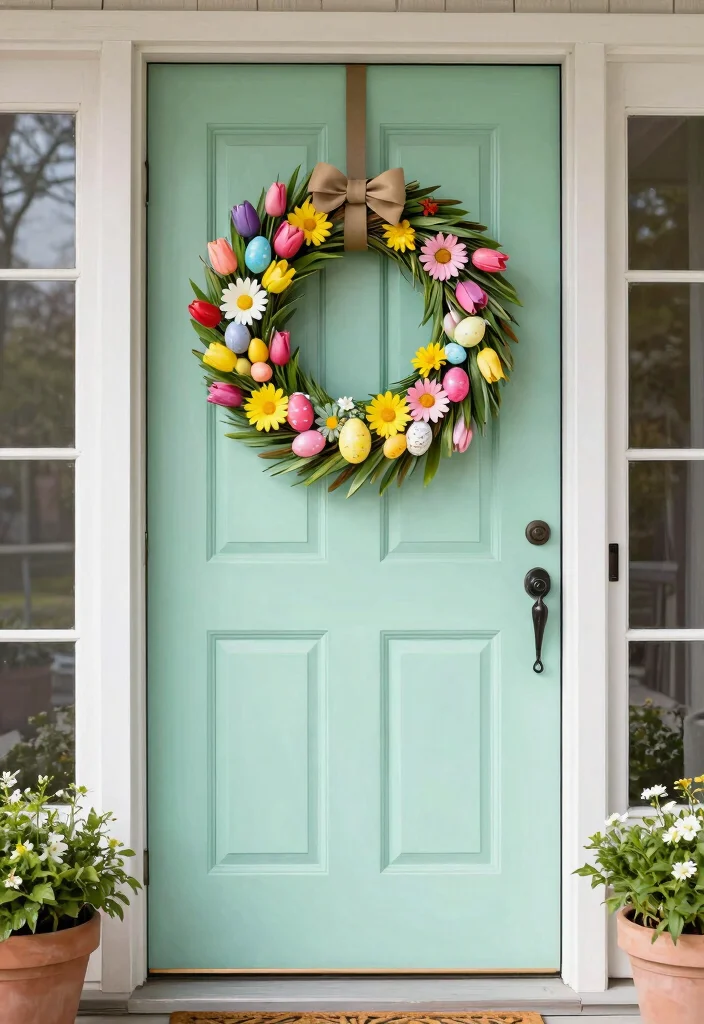 12 Easter Porch Decor Ideas That Survive Wind and Rain - 1. Weather-Resistant Wreaths 1