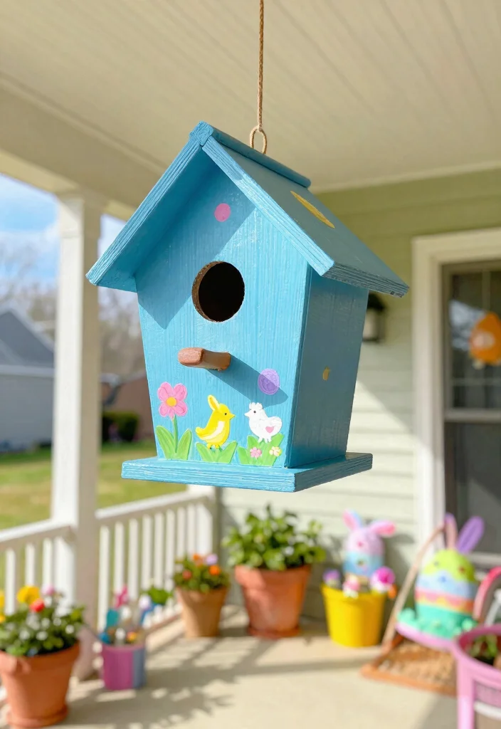 12 Easter Porch Decor Ideas That Survive Wind and Rain - 6. Whimsical Birdhouses 1