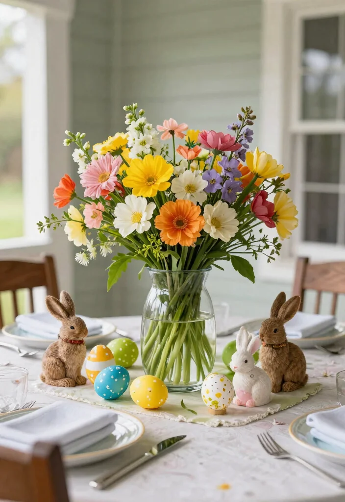 12 Easter Porch Decor Ideas That Survive Wind and Rain - 7. Festive Table Centerpieces 1