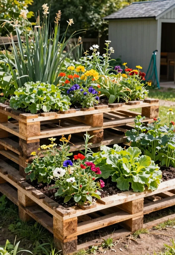 12 Easy Raised Garden Beds That Build in Under an Hour - 1. Tiered Pallet Garden Bed 1