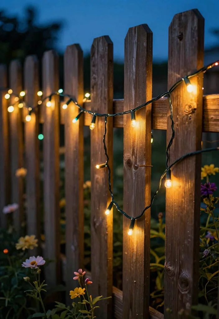 12 Fence Lighting Ideas That Install Without Drilling or Wiring - 1. Twinkling Fairy Lights 1