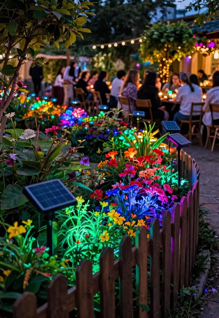 12 Fence Lighting Ideas That Install Without Drilling or Wiring - 11. Color-Changing Solar Lights 1