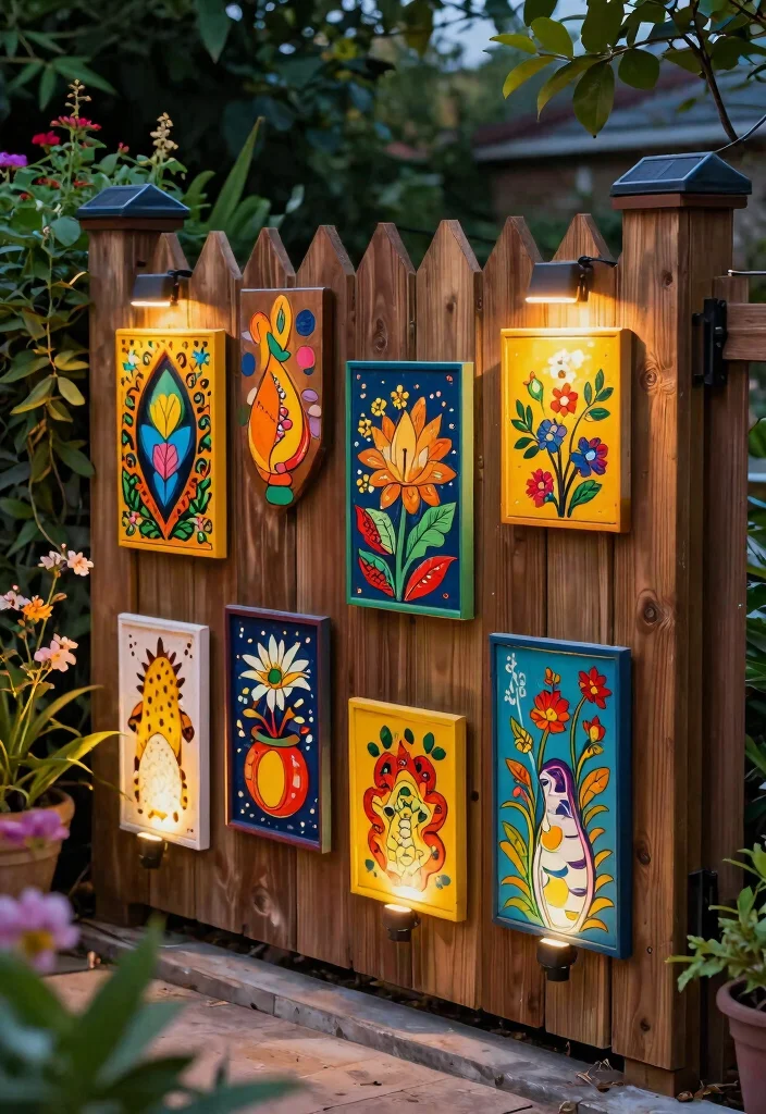 12 Fence Lighting Ideas That Install Without Drilling or Wiring - 9. Decorative Wall Art with Solar Lights 1