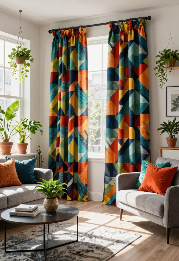 12 Floor to Ceiling Curtains That Make Low Ceilings Look Higher - 2. Bold Patterns 1
