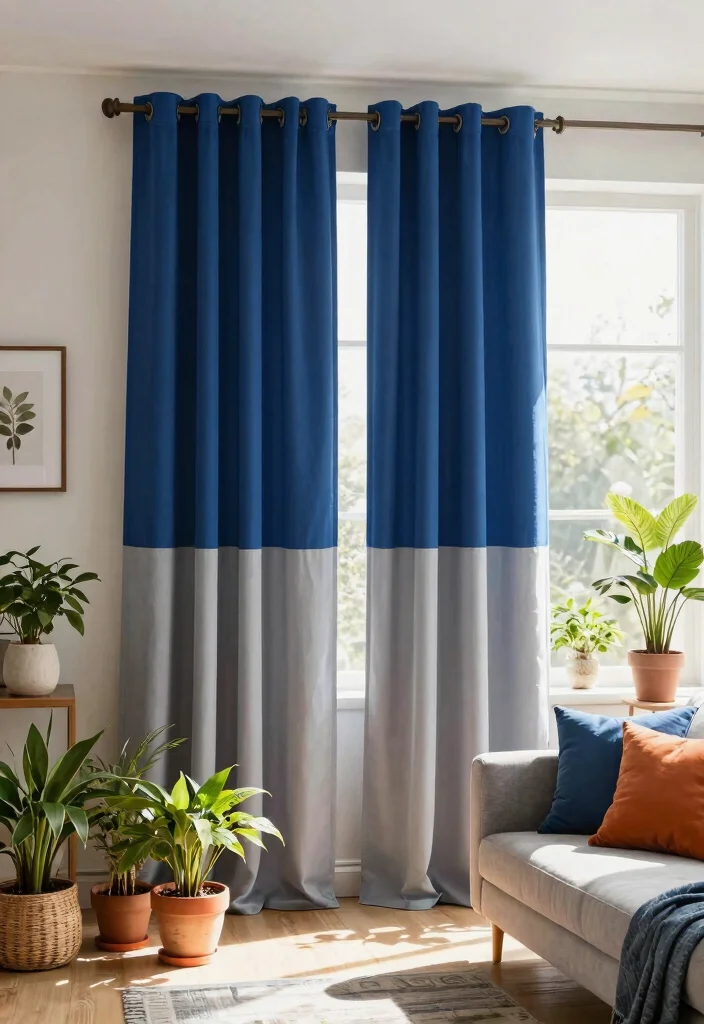 12 Floor to Ceiling Curtains That Make Low Ceilings Look Higher - 6. Color Blocking 1