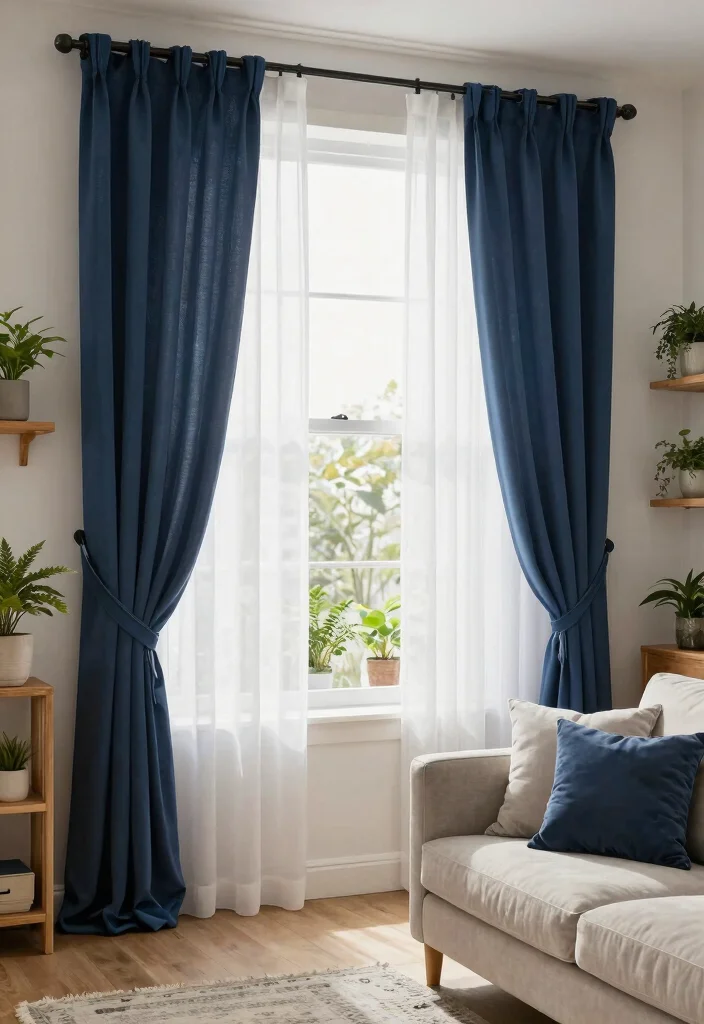 12 Floor to Ceiling Curtains That Make Low Ceilings Look Higher - 7. Layered Look 1