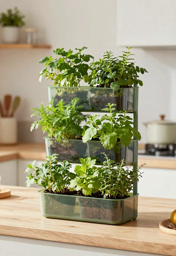 12 Herb Planter Suggestions Indoor That Fit on Tiny Kitchen Counters - 11. Stackable Herb Containers 1