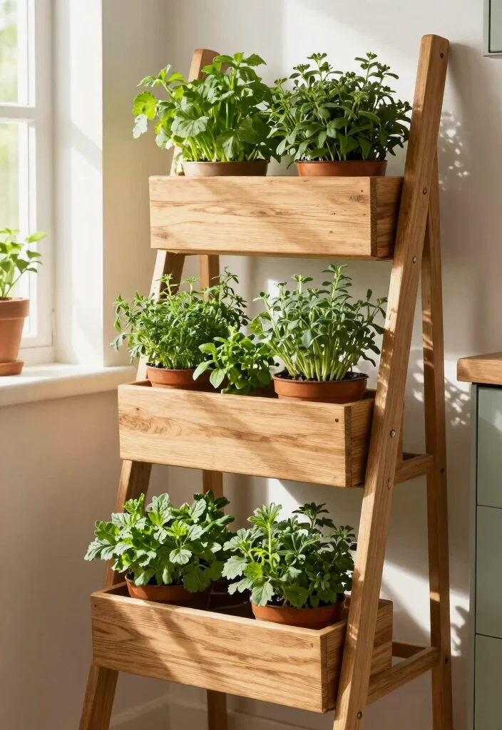 12 Herb Planter Suggestions Indoor That Fit on Tiny Kitchen Counters - 12. Herb Ladder Planters 1