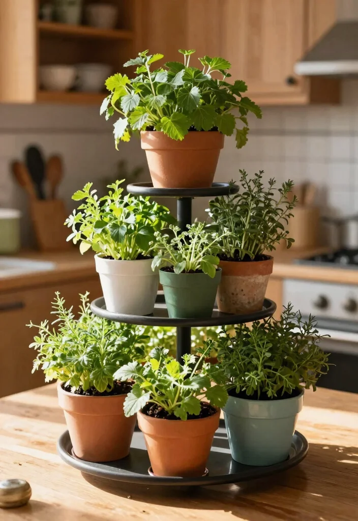 12 Herb Planter Suggestions Indoor That Fit on Tiny Kitchen Counters - 2. Tiered Plant Stands 1