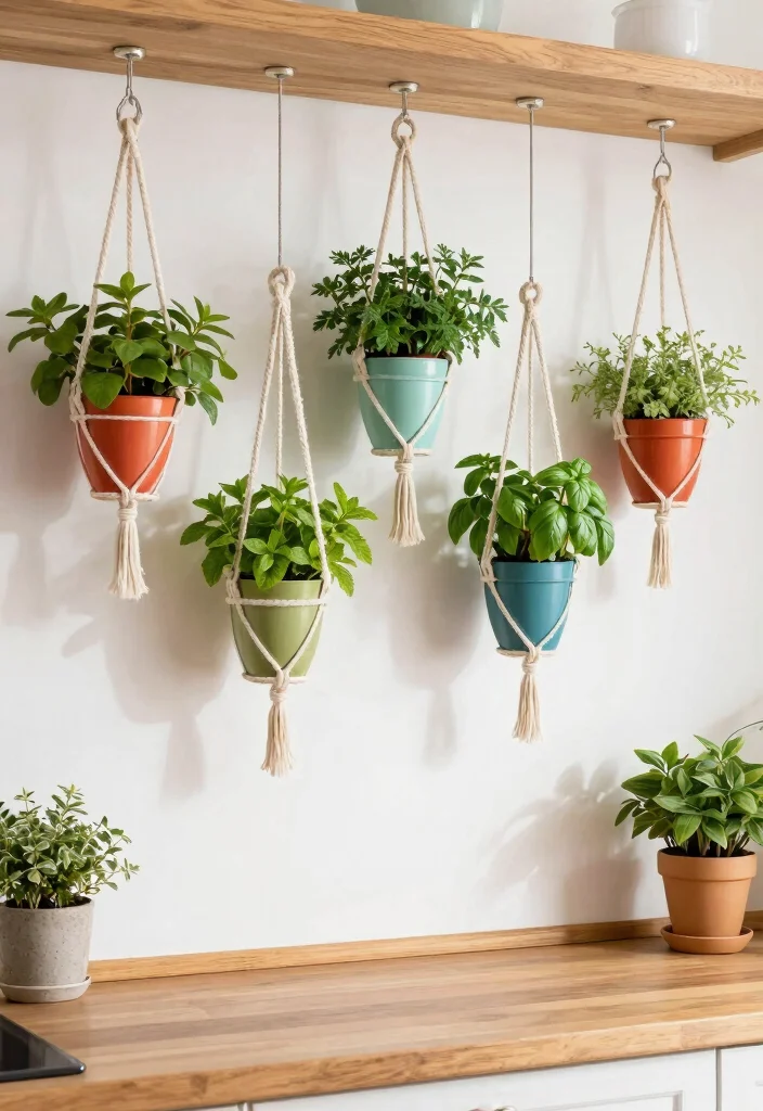 12 Herb Planter Suggestions Indoor That Fit on Tiny Kitchen Counters - 3. Hanging Herb Planters 1