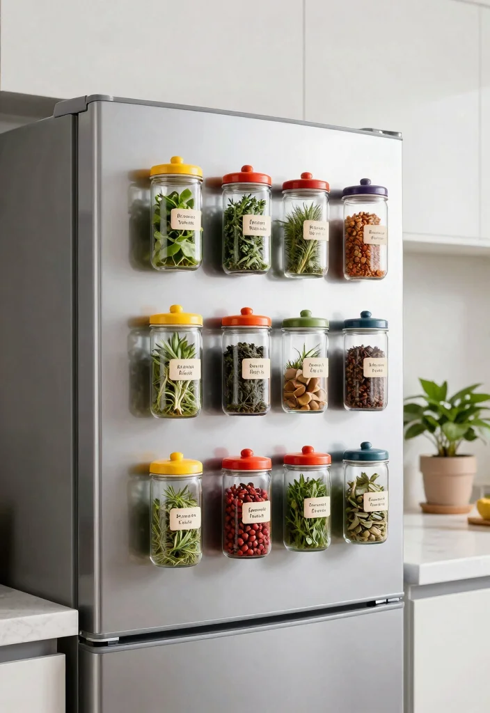 12 Herb Planter Suggestions Indoor That Fit on Tiny Kitchen Counters - 5. Magnetic Spice Herb Jars 1
