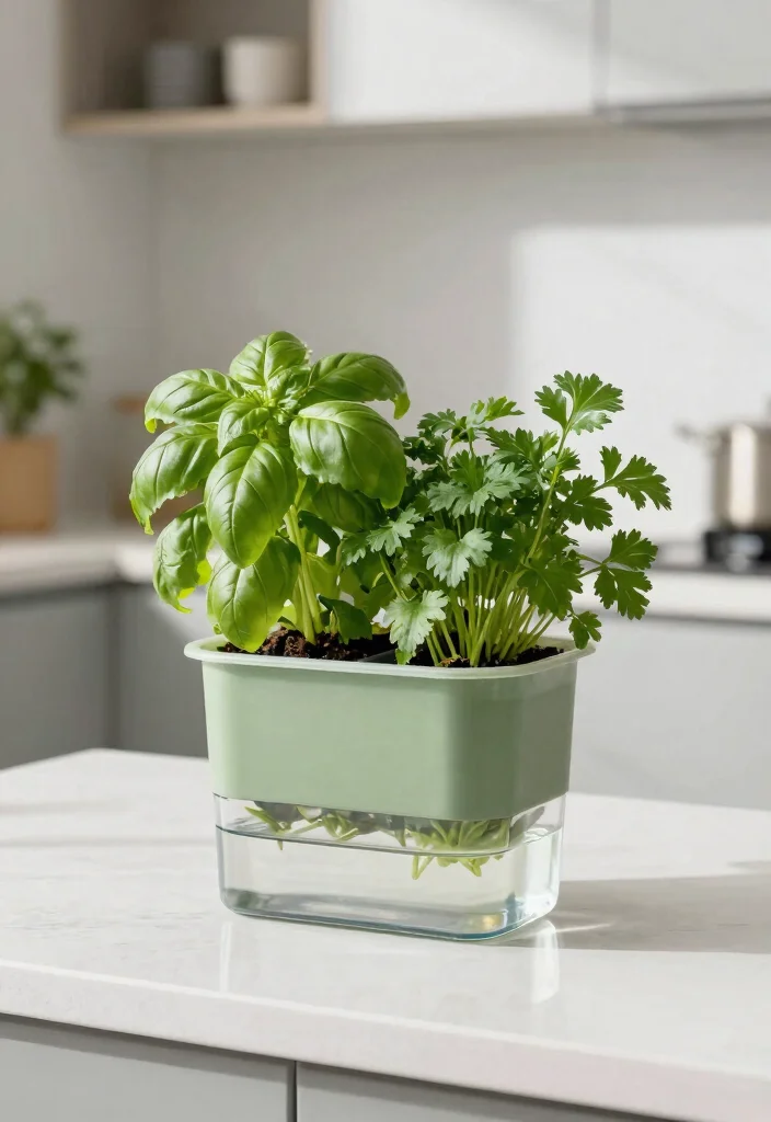 12 Herb Planter Suggestions Indoor That Fit on Tiny Kitchen Counters - 9. Self-Watering Herb Containers 1