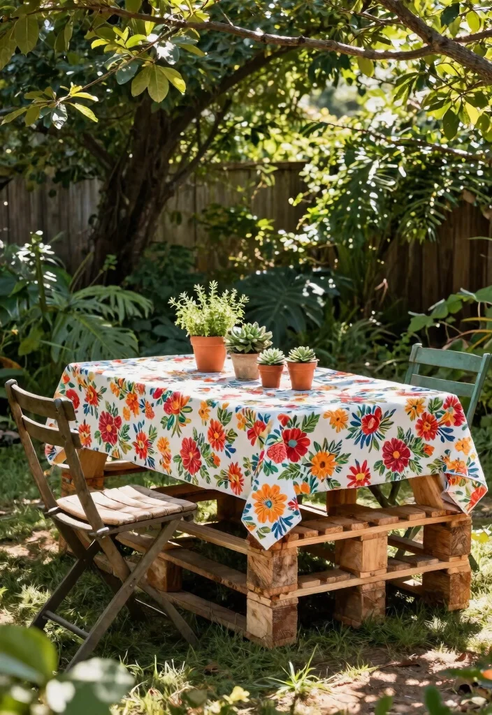 12 Pallet Table Outdoor Ideas That Hold Up Through Rain - 1. Rustic Picnic Table 1