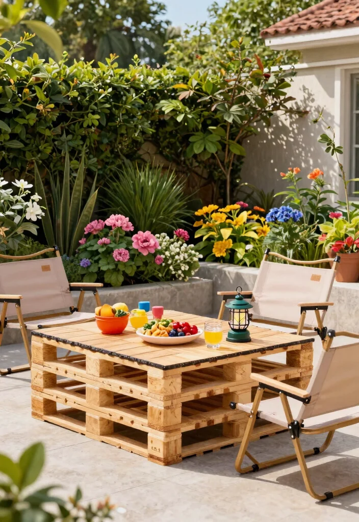 12 Pallet Table Outdoor Ideas That Hold Up Through Rain - 3. Folding Pallet Table 1