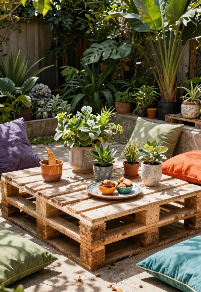 12 Pallet Table Outdoor Ideas That Hold Up Through Rain - 7. Multi-Level Pallet Coffee Table 1