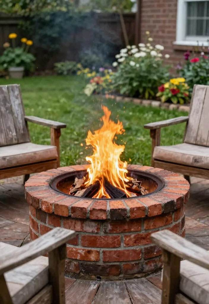 12 Rustic Backyard Fire Pit Ideas That Look High-End on a Budget - 10. Repurposed Brick Fire Pit 1