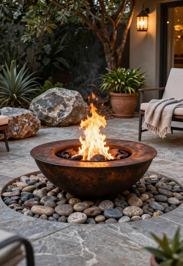 12 Rustic Backyard Fire Pit Ideas That Look High-End on a Budget - 3. Rustic Steel Fire Bowl 1