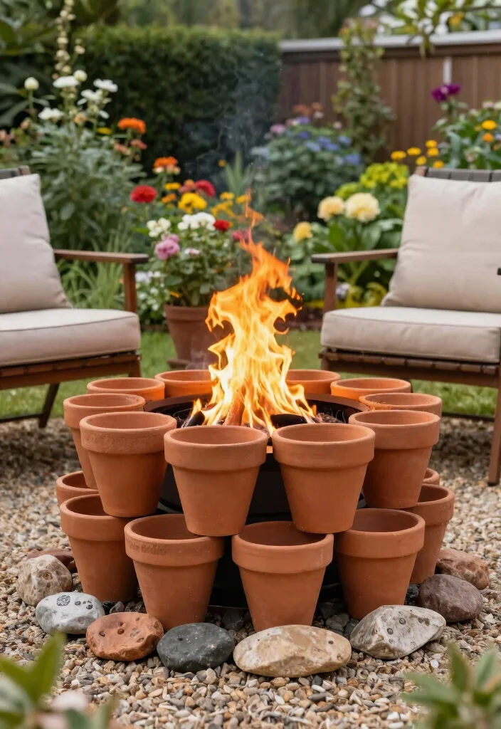 12 Rustic Backyard Fire Pit Ideas That Look High-End on a Budget - 5. Terracotta Fire Pit 1
