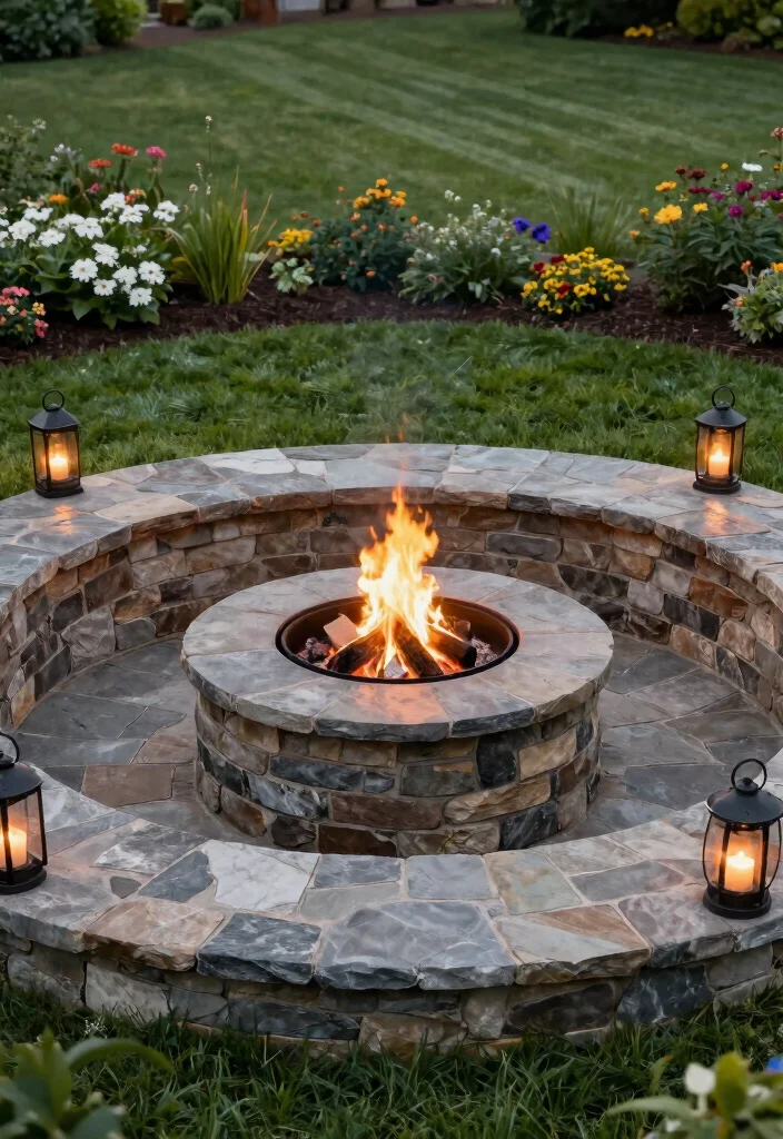 12 Rustic Backyard Fire Pit Ideas That Look High-End on a Budget - 8. Rustic Fire Pit with Paver Stones 1