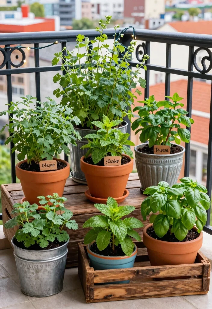 12 Small Balcony Decor Indian Ideas for Tight City Spaces - 3. Herb Pots with a Twist 1