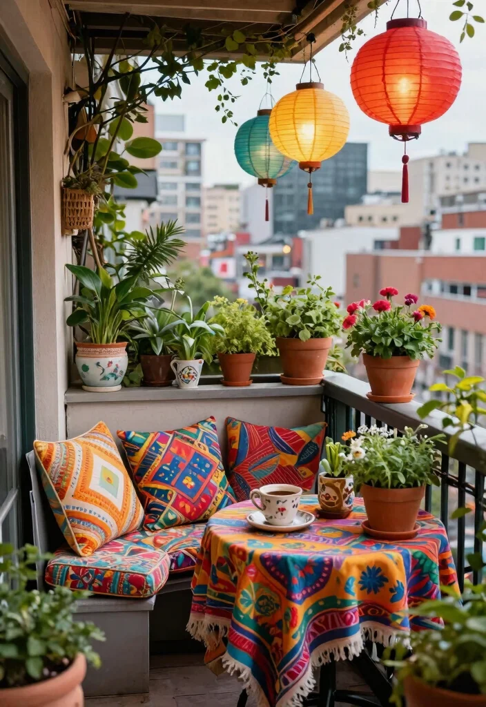 12 Small Balcony Decor Indian Ideas for Tight City Spaces - 8. Use of Colorful Accessories 1