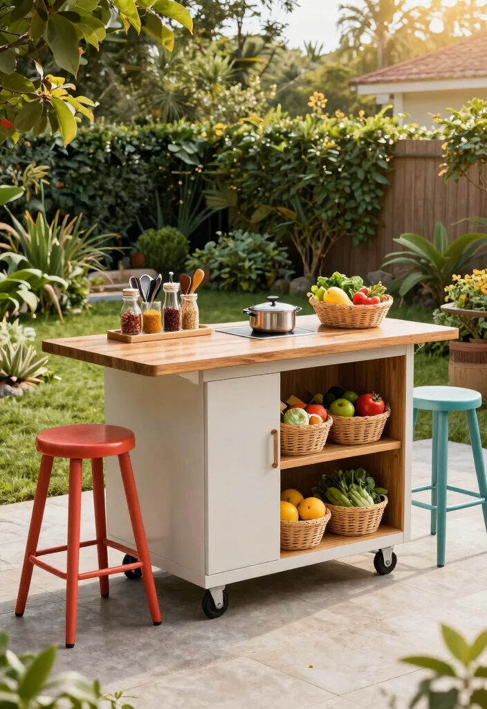 12 Small Outdoor Kitchen Ideas That Don't Need a Full Build-Out - 2. Mobile Kitchen Island 1