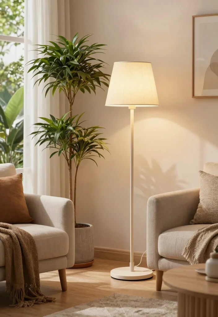 12 Spot Lights Ceiling Living Room Ideas That Don't Need Rewiring - 11. Solar-Powered Floor Lamps for Versatility 1