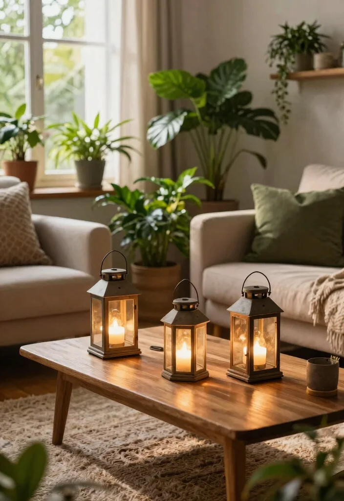 12 Spot Lights Ceiling Living Room Ideas That Don't Need Rewiring - 7. Lanterns for a Rustic Touch 1